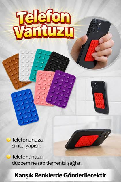 Silikon Vantuzlu Telefon Tutucu Ped - Yapışkan Duvar Montajı