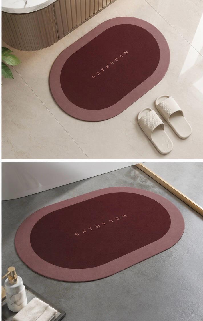 Oval Su Emici Banyo Paspası - Kaydırmaz Hızlı Kuruyan